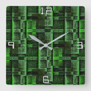 Digitale montage van Green Simulate Granite Marble Vierkante Klok