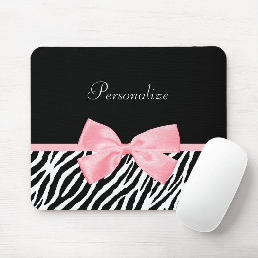 Digitale naam Zebra Print Soft Girly Light Roze li Muismat (Met muis)