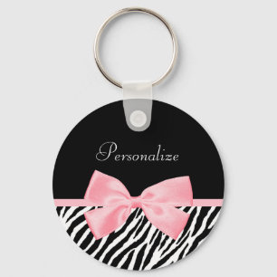 Digitale naam Zebra Print Soft Girly Light Roze li Sleutelhanger