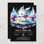 Digitale Natuur Dragon Birthday Kaart (Voorkant / Achterkant)