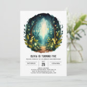 Digitale Natuur Kinder Woodland Verjaardag Kaart (Staand voorkant)