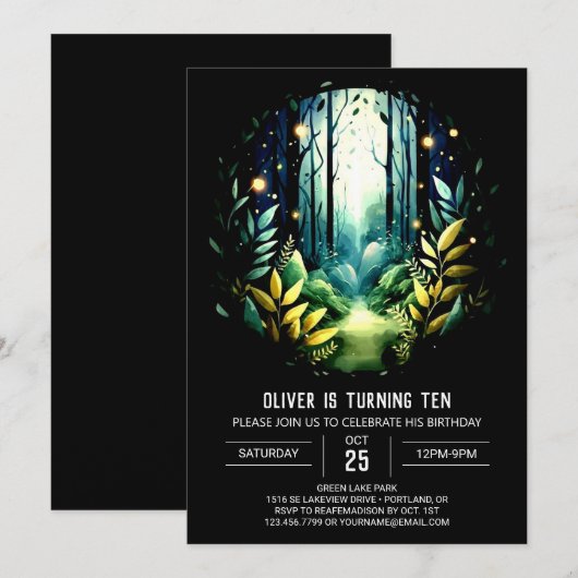 Digitale Natuur Online Woodland Verjaardag Kaart (Voorkant / Achterkant)