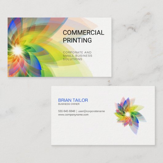 Digitale Natuur | Transparante kleurrijke bloem Visitekaartje (Voorkant / Achterkant)