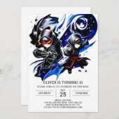 Digitale Ninja Black Belt Verjaardag Kaart (Voorkant / Achterkant)