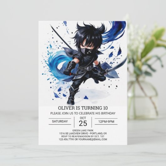 Digitale Ninja Training Kinderen Verjaardag Kaart (Staand voorkant)