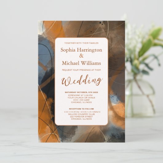 Digitale Nodig Boho Huwelijksuitnodiging QR Code Kaart (Staand voorkant)