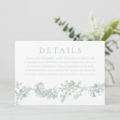 digitale of gedrukte Sage Wedding Details Kaart (Staand voorkant)