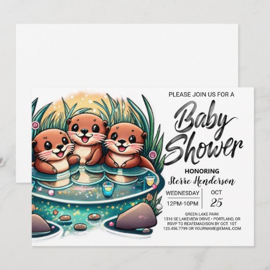 Digitale Otter Joy Baby shower Kaart (Voorkant / Achterkant)