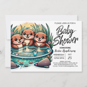 Digitale Otter Joy Baby shower Kaart