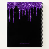 Digitale Paarse dripnaam Glitter Monogram Notitieboek (Achterkant)