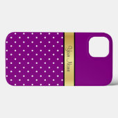 Digitale Paarse en Witte Stippen, Gold Ribbon-naam Case-Mate iPhone Case (Achterkant (horizontaal))