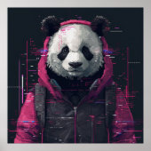 Digitale Panda Hacker Pixel Art Avatar Poster (Voorkant)