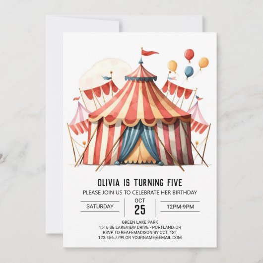 Digitale Pastel Magic Circus Verjaardag Kaart (Voorkant)