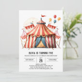 Digitale Pastel Magic Circus Verjaardag Kaart (Staand voorkant)