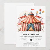 Digitale Pastel Magic Circus Verjaardag Kaart (Voorkant / Achterkant)