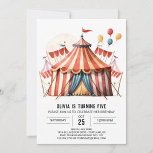 Digitale Pastel Magic Circus Verjaardag Kaart