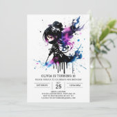 Digitale Pastel Ninja Meisje Verjaardag Kaart (Staand voorkant)