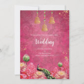 Digitale Peacock bruiloft uitnodiging Indiase brui (Voorkant)