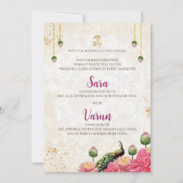 Digitale Peacock Trouwkaart Indiase trouwkaart Kaart