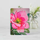 Digitale Pioen F waterverven 50e Verjaardagsfeestj Kaart (Staand voorkant)