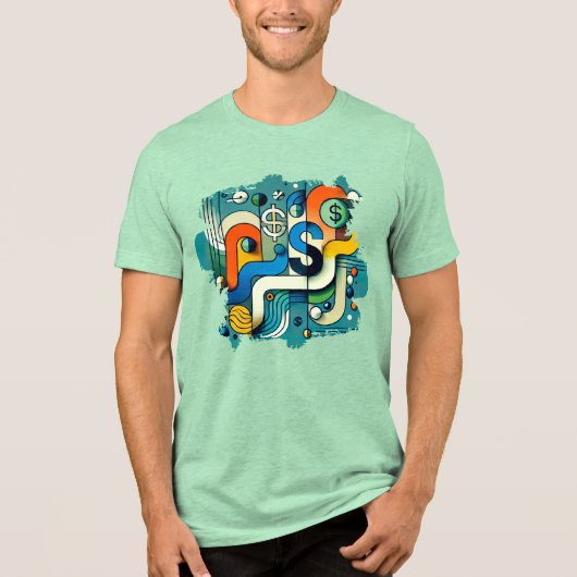 Digitale print T-shirt - Levendige Abstracte splas (Voorkant)