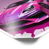 digitale print van een raceauto in roze verf ,3D. Foto Afdruk (Hoek)