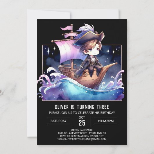 Digitale Printable Pirate Verjaardag Kaart (Voorkant)