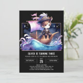 Digitale Printable Pirate Verjaardag Kaart (Staand voorkant)