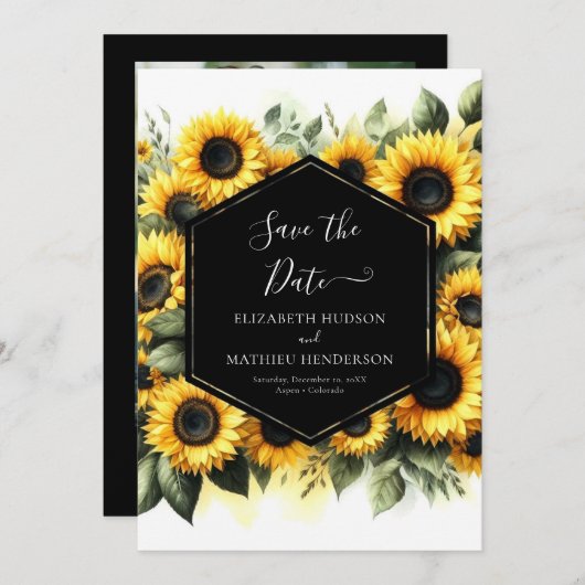 Digitale Printable Zonnebloem Wedding Save The Date (Voorkant / Achterkant)