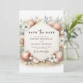 Digitale printbare strand bruiloft save the date (Staand voorkant)