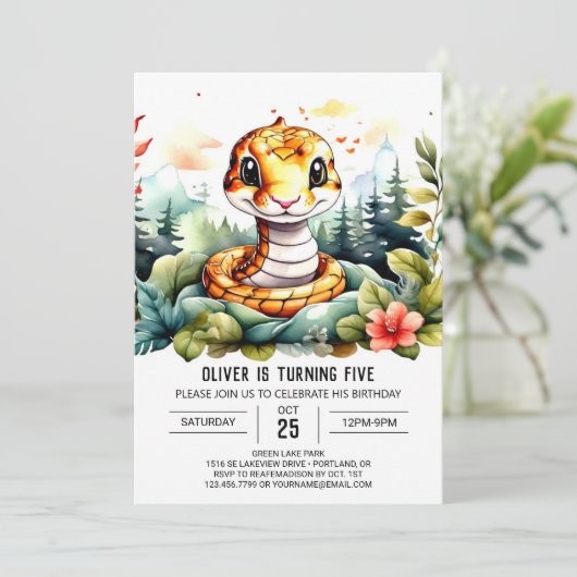 Digitale Python verjaardag viering Kaart (Staand voorkant)