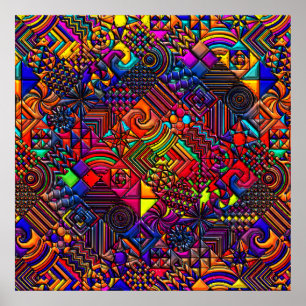 digitale quilt moderne retro poster
