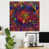 digitale quilt moderne retro poster (Thuiskantoor)