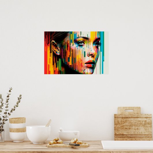 Digitale regen poster (Keuken)