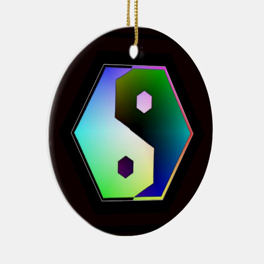 Digitale regenboog Yin Yang Keramisch Ornament (Rechts)