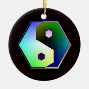 Digitale regenboog Yin Yang Keramisch Ornament