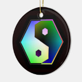 Digitale regenboog Yin Yang Keramisch Ornament (Links)