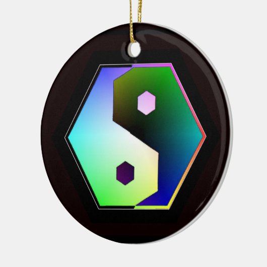 Digitale regenboog Yin Yang Keramisch Ornament (Links)