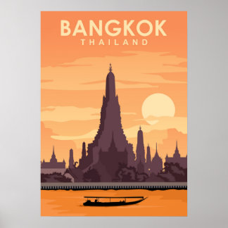 Digitale reisillustratie Bangkok Thailand Poster