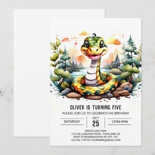 Digitale reptiel viering verjaardag kaart (Voorkant / Achterkant)
