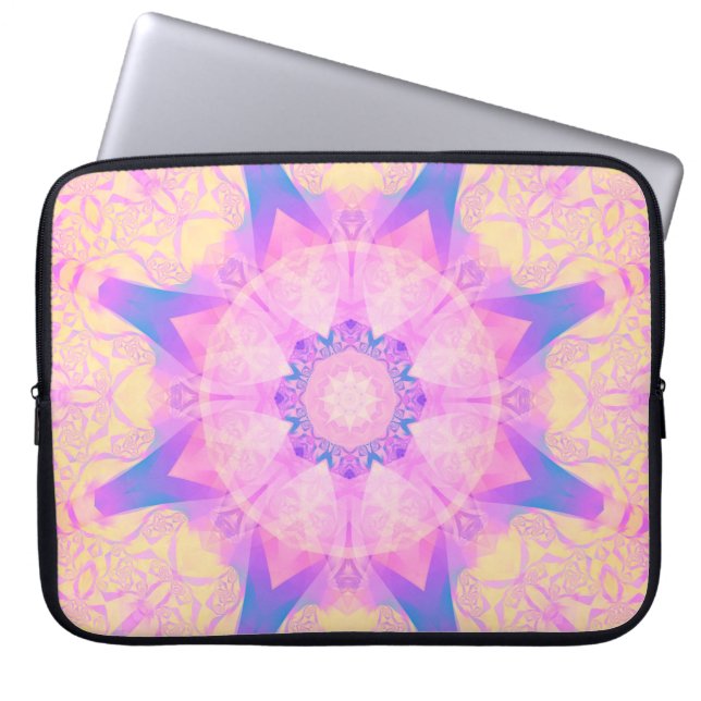 Digitale retro abstracte mandala. Heldere bloem. B Laptop Sleeve (Voorkant)