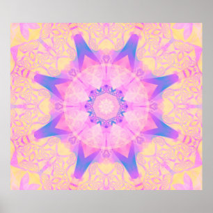 Digitale retro abstracte mandala. Heldere bloem. B Poster