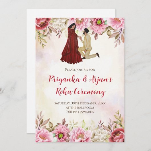 Digitale Ring Ceremonie Indiaas Verloving uitnodig Kaart (Voorkant / Achterkant)