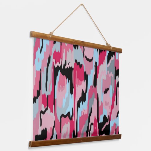 Digitale rode en zwarte afdrukken hangend wandkleed (Gebogen)