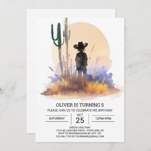 Digitale Rodeo Boho Cowboy Verjaardag Kaart (Voorkant / Achterkant)