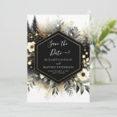 Digitale romantische betoverde bos bruiloft save the date (Staand voorkant)