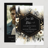 Digitale romantische betoverde bos bruiloft save the date (Voorkant / Achterkant)