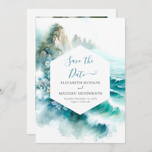 Digitale romantische nautische bruiloft save the date (Voorkant / Achterkant)