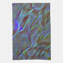 Digitale rots in satijnshade van verbrande blauwe  theedoek