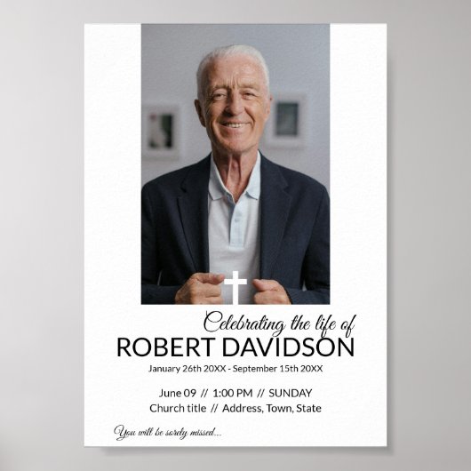 Digitale rouwadvertentie directe download poster (Voorkant)